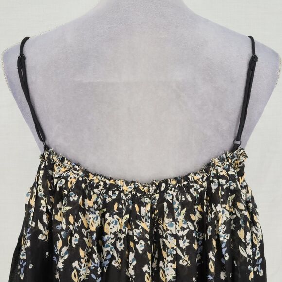 Intimately Free People Top Womens Small Black Floral Babydoll Blouse All Cotton - Picture 7 of 13